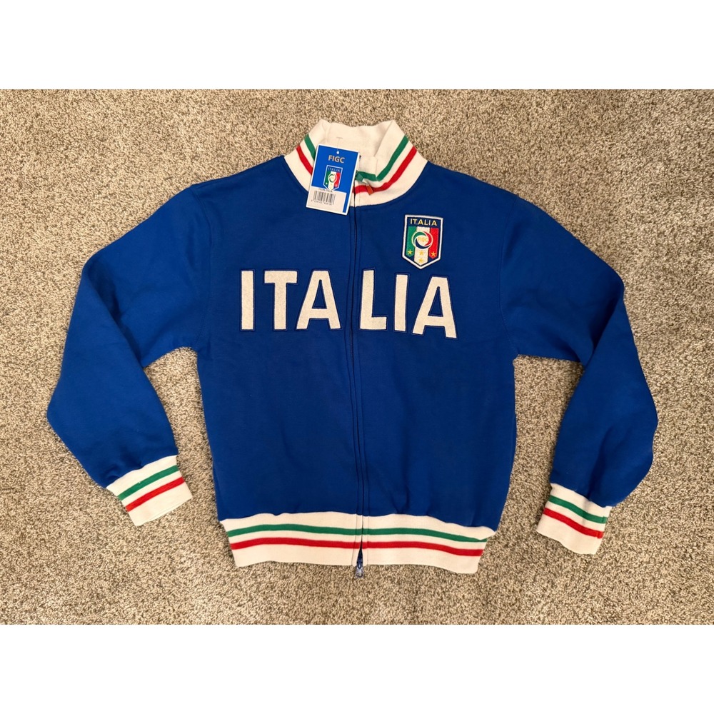 FIGC Italia Soccer Track Jacket Kids 13/14 Blue Full Zip‎ National Team NWT